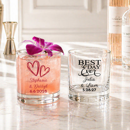 Wedding Personalized Whiskey Rocks Glass (Set of 24)