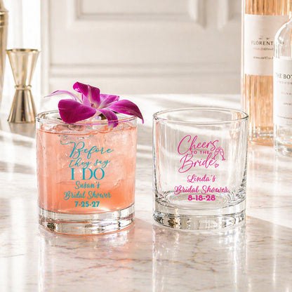 Bridal Shower Personalized Whiskey Rocks Glass (Set of 24)