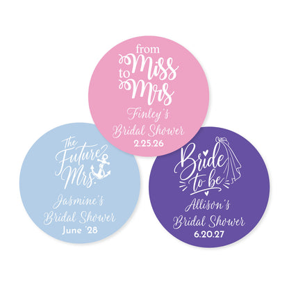 Bridal Shower Personalized Round Labels (Set of 24)