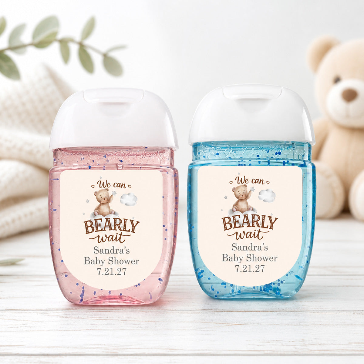We Can Bearly Wait Personalized Loop Sanitizer Labels (Set of 20)