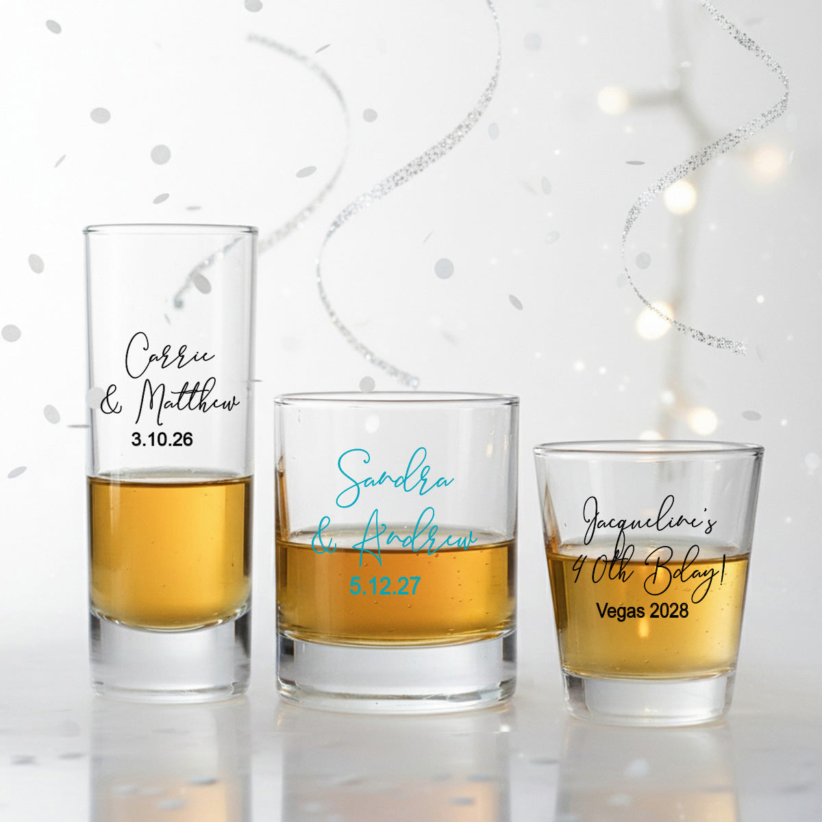 Couple Names Personalized Tall Shot Glass (Set of 24)