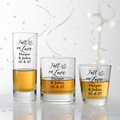 Fall In Love Personalized Tall Shot Glass (Set of 24)
