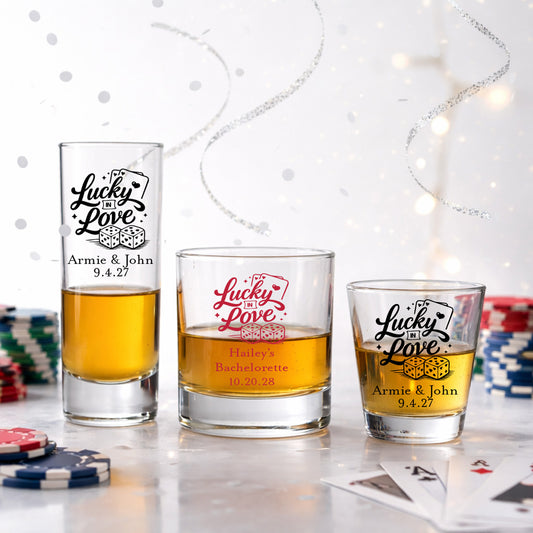 Lucky in Love Vegas Personalized  Shot Glass (Set of 24)