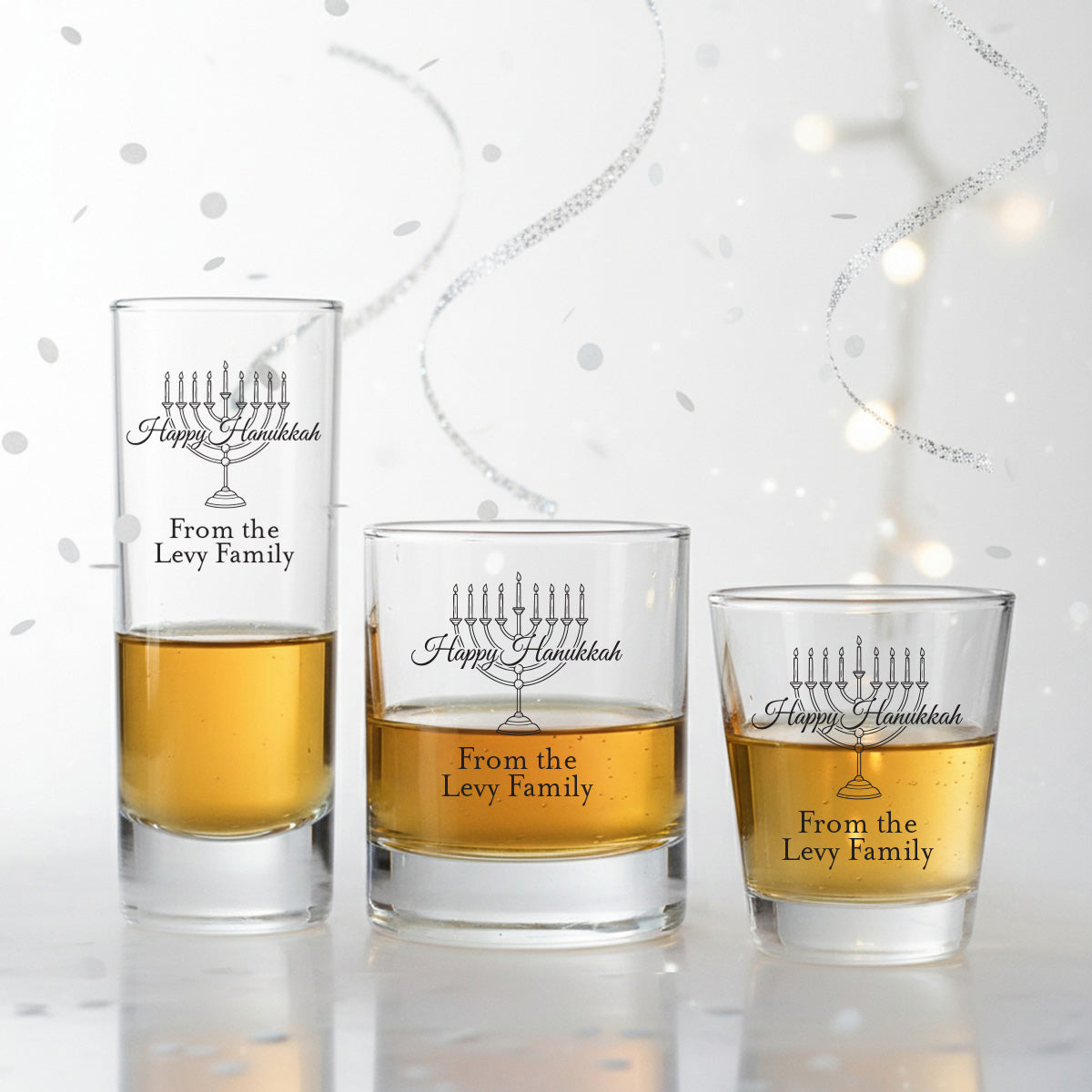 Happy Hanukkah Personalized Shot Glass (Set of 24)