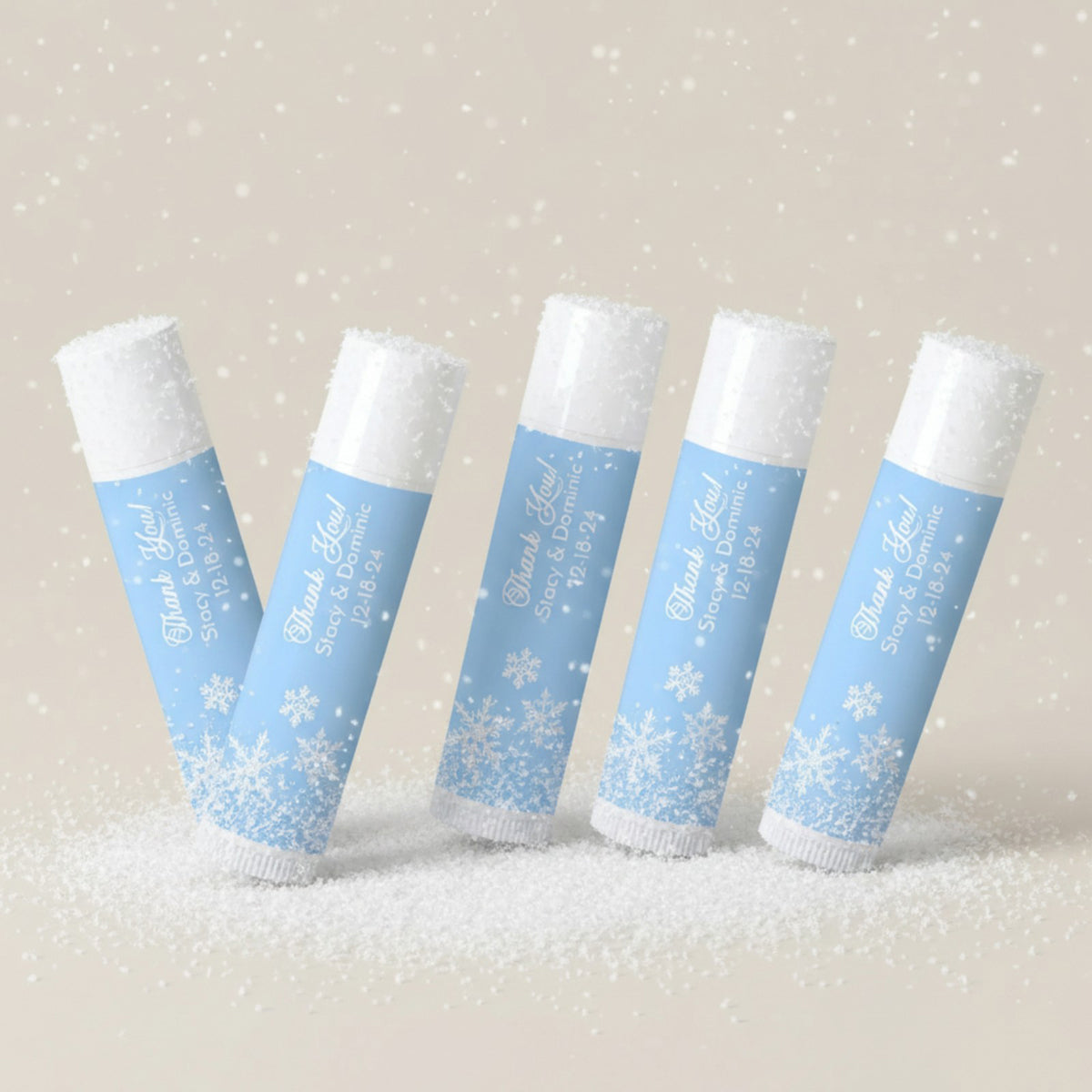 Snowflakes Personalized Lip Balm Favors (Set of 12)