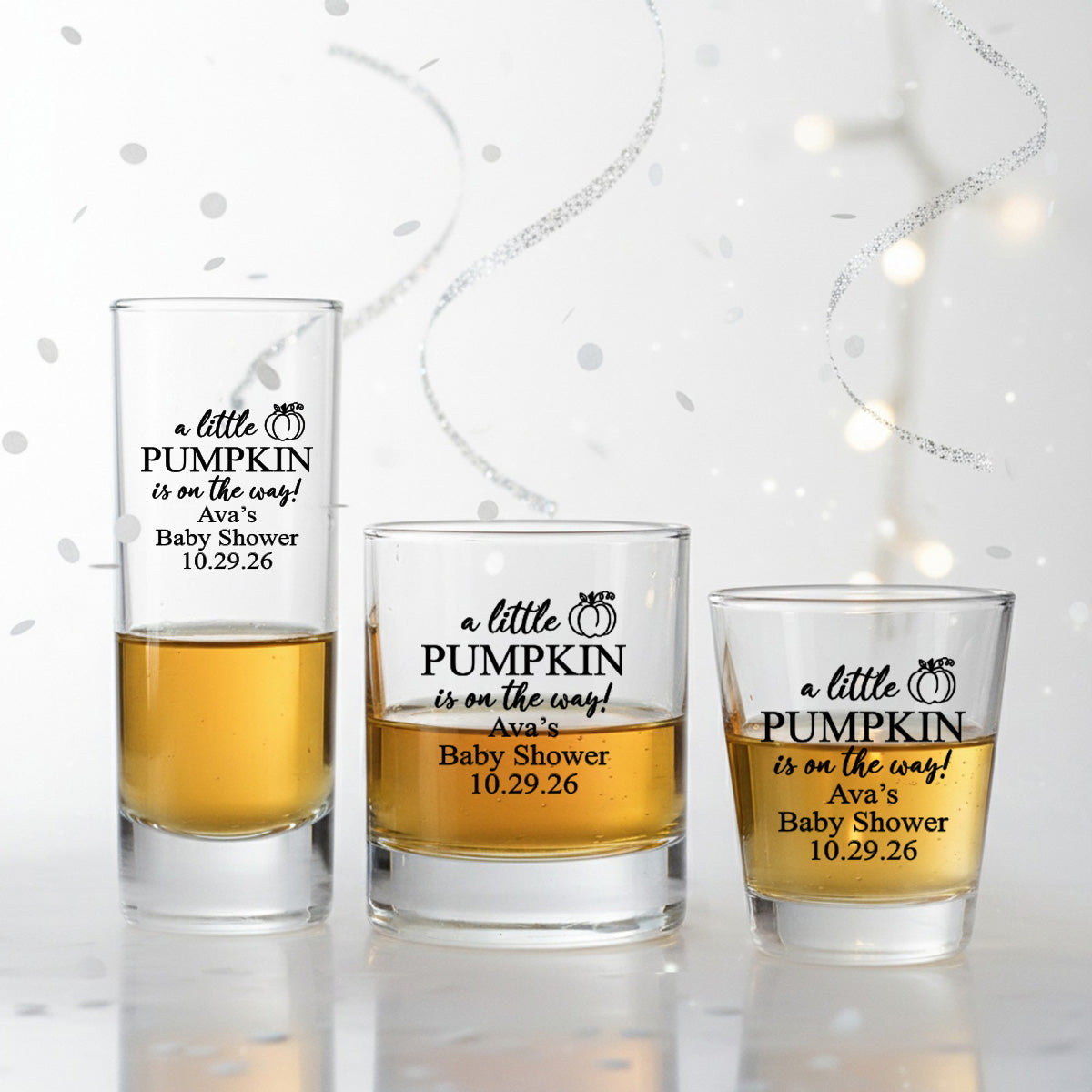 A Little Pumpkin Is On The Way Personalized Shot Glass (Set of 24)