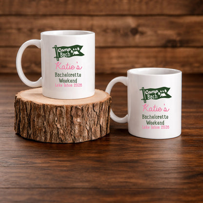 Camp Bach Personalized White Ceramic Coffee Mug (Set of 12)