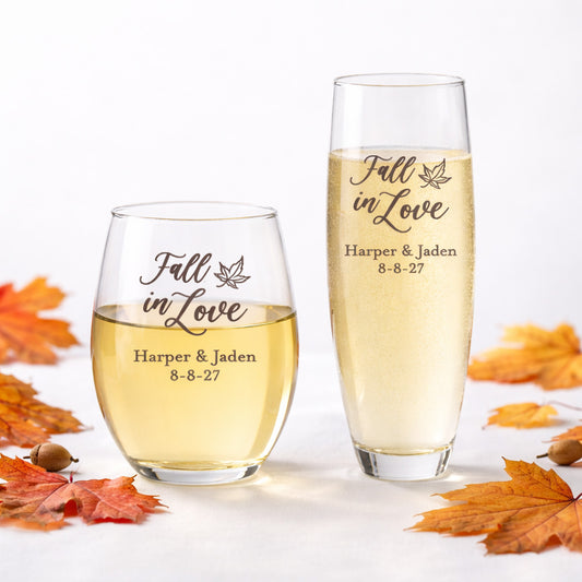 Fall In Love Personalized 9 oz. Stemless  Glass (Set of 24)