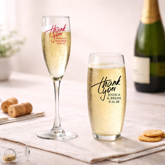 Thank You Personalized Champagne Glass (Set of 24)