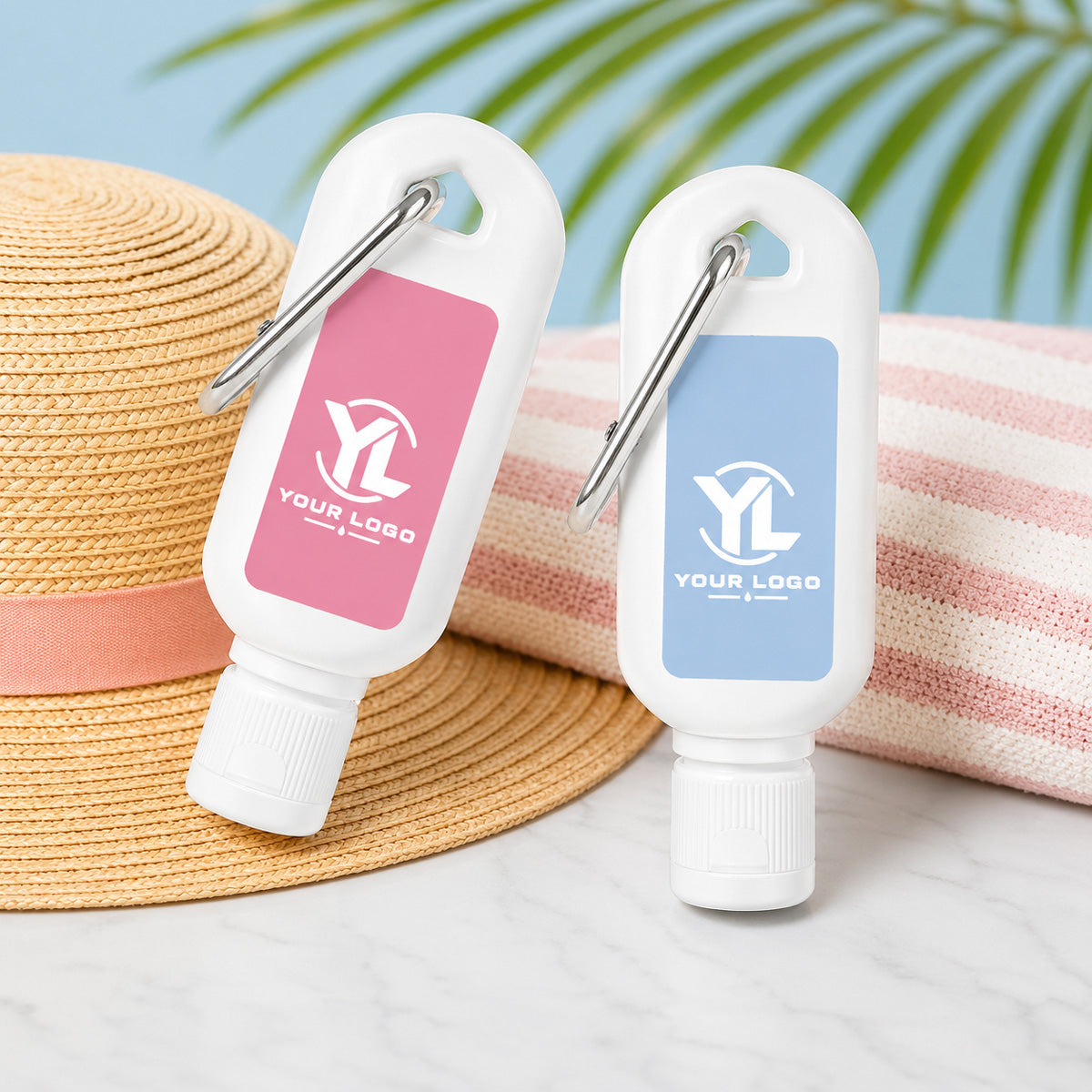 Logo Personalized Sunscreen with Carabiner (Set of 12)