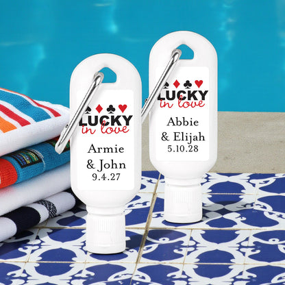 Lucky In Love Vegas Personalized Sunscreen with Carabiner (Set of 12)
