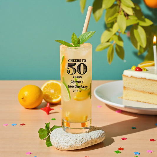 Cheers to Years Personalized Tall Shot Glass (Set of 24)