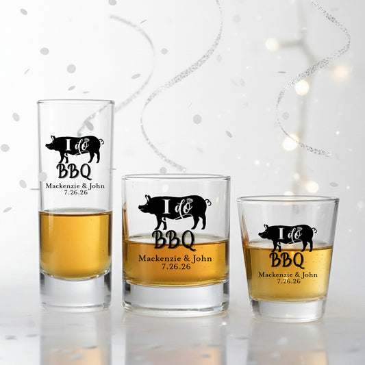 I DO BBQ Personalized Shot Glass (Set of 24)
