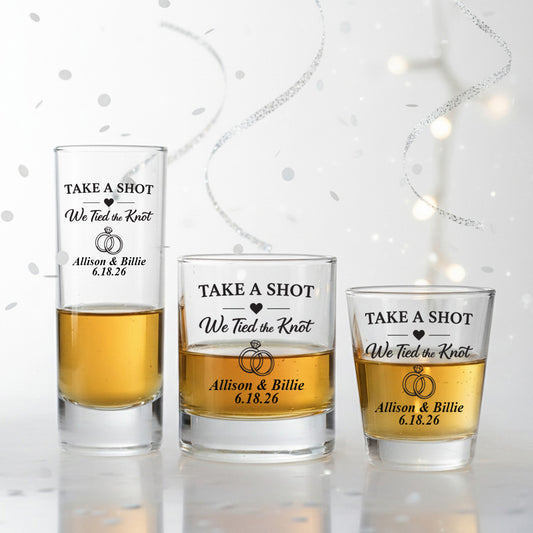 Take A Shot We Tied The Knot Personalized  Shot Glass (Set of 24)