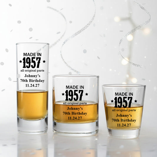 Made In Year All Original Parts Personalized Votive Shot Glass (Set of 24)