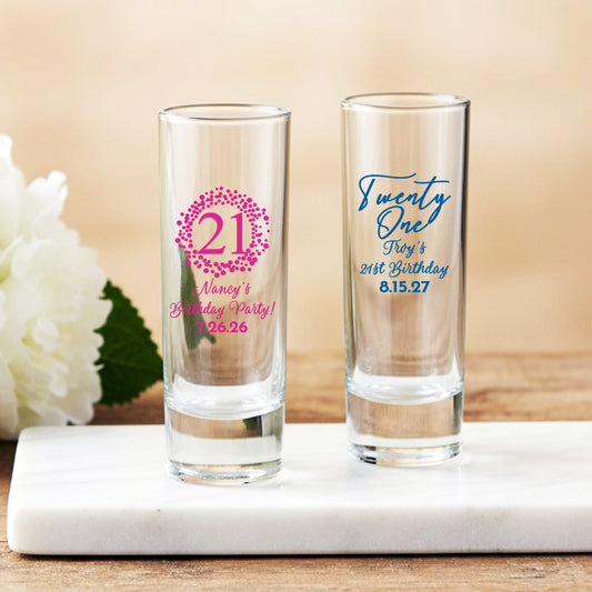 21st Birthday Personalized Tall Shot Glass (Set of 24)