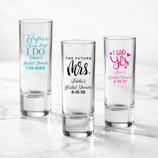 Bridal Shower Personalized Tall Shot Glass (Set of 24)