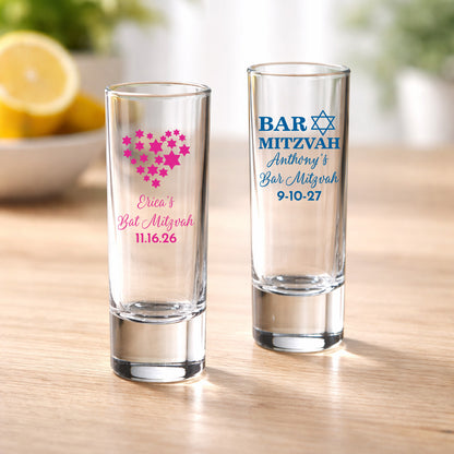 Bar/Bat Mitzvah Personalized Tall Shot Glass (Set of 24)