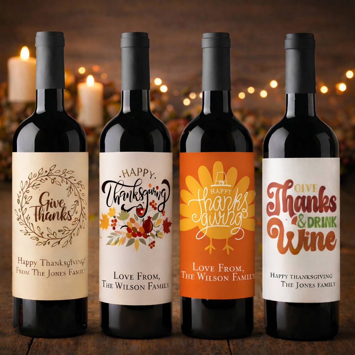 Happy Thanksgiving Personalized Wine Labels