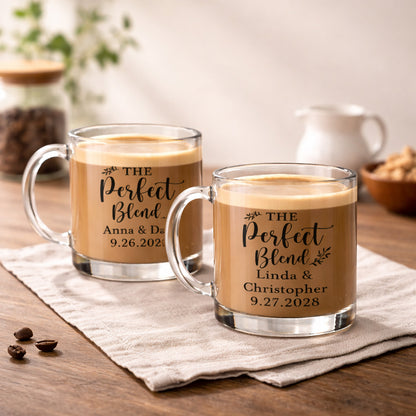 The Perfect Blend Personalized Clear Glass Coffee Mug (Set of 18)