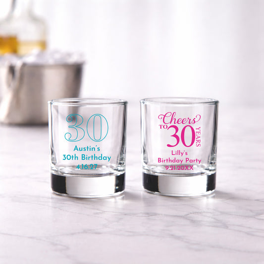 30th Birthday Personalized Votive Shot Glass (Set of 24)
