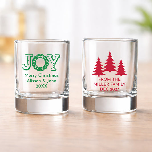 Holiday Christmas Personalized Votive Shot Glass (Set of 24)