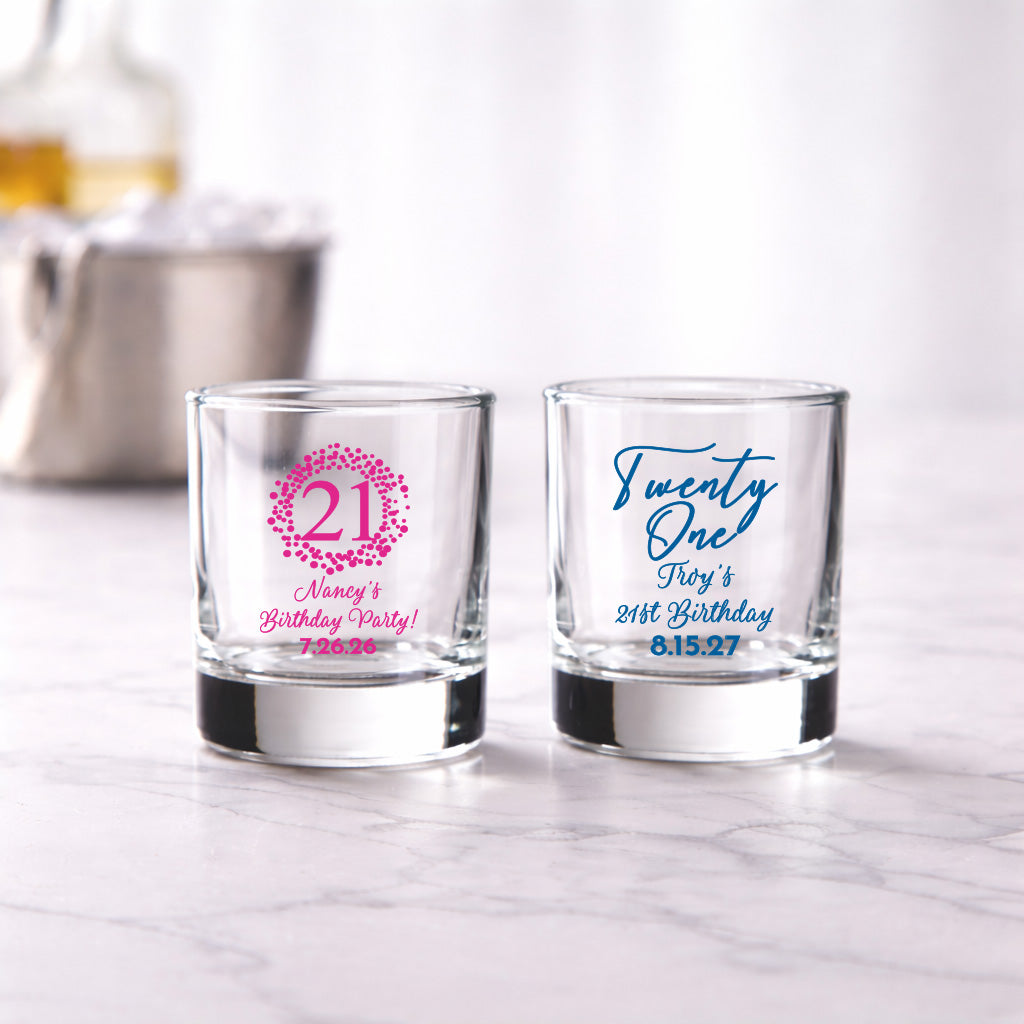 21st Birthday Personalized Votive Shot Glass (Set of 24)