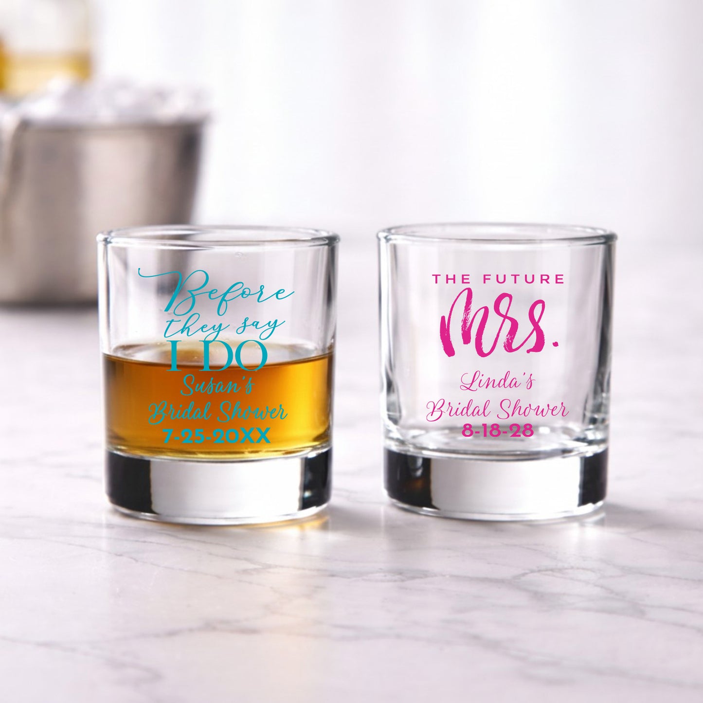 Bridal Shower Personalized Whiskey Rocks Glass (Set of 24)