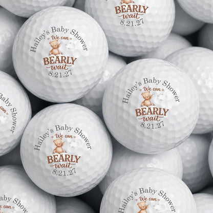We Can Bearly Wait Baby Shower Personalized Printed Golf Balls