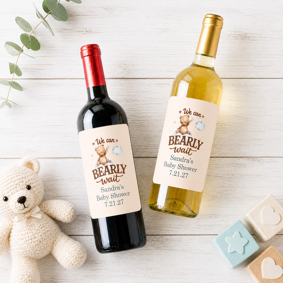 We Can Bearly Wait Personalized Wine Labels (Set of 12)