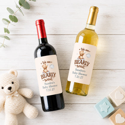 We Can Bearly Wait Personalized Wine Labels (Set of 12)