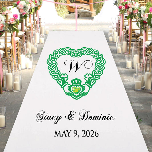 Irish Claddagh Personalized Wedding Aisle Runner