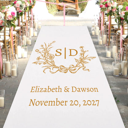 Classic Monogram Personalized Wedding Aisle Runner