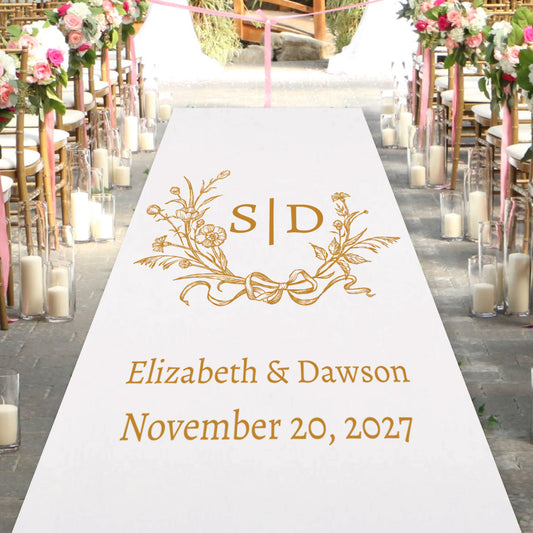 Classic Monogram Personalized Wedding Aisle Runner