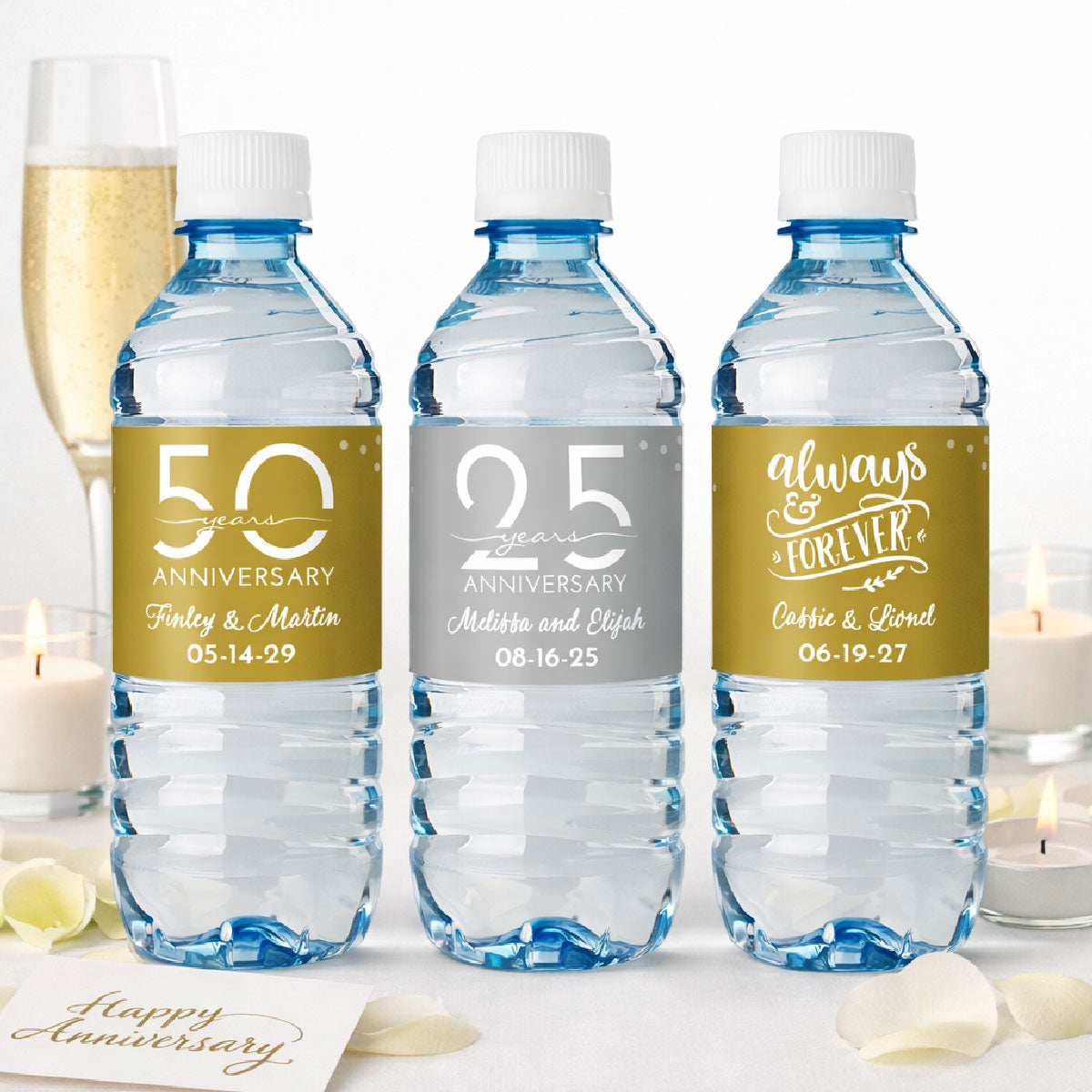 Anniversary Personalized Water Bottle Labels (Set of 12)