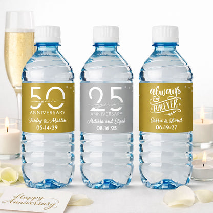 Anniversary Personalized Water Bottle Labels (Set of 12)
