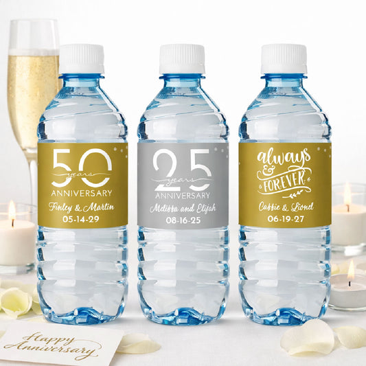 Anniversary Personalized Water Bottle Labels (Set of 12)