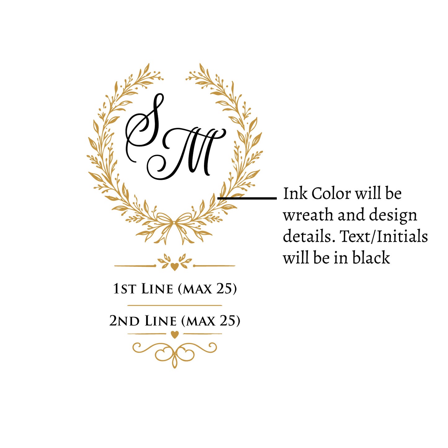 Laurel Wreath Initial Personalized Wedding Aisle Runner