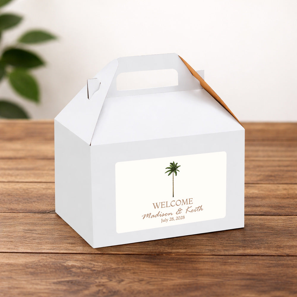 Palm Tree Personalized Wedding Gift Boxes , Set of 10