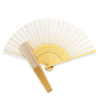 White Silk Hand Fans (Set of 10)