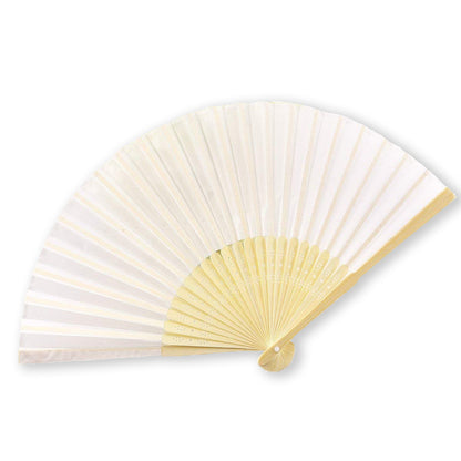 White Silk Hand Fans (Set of 10)