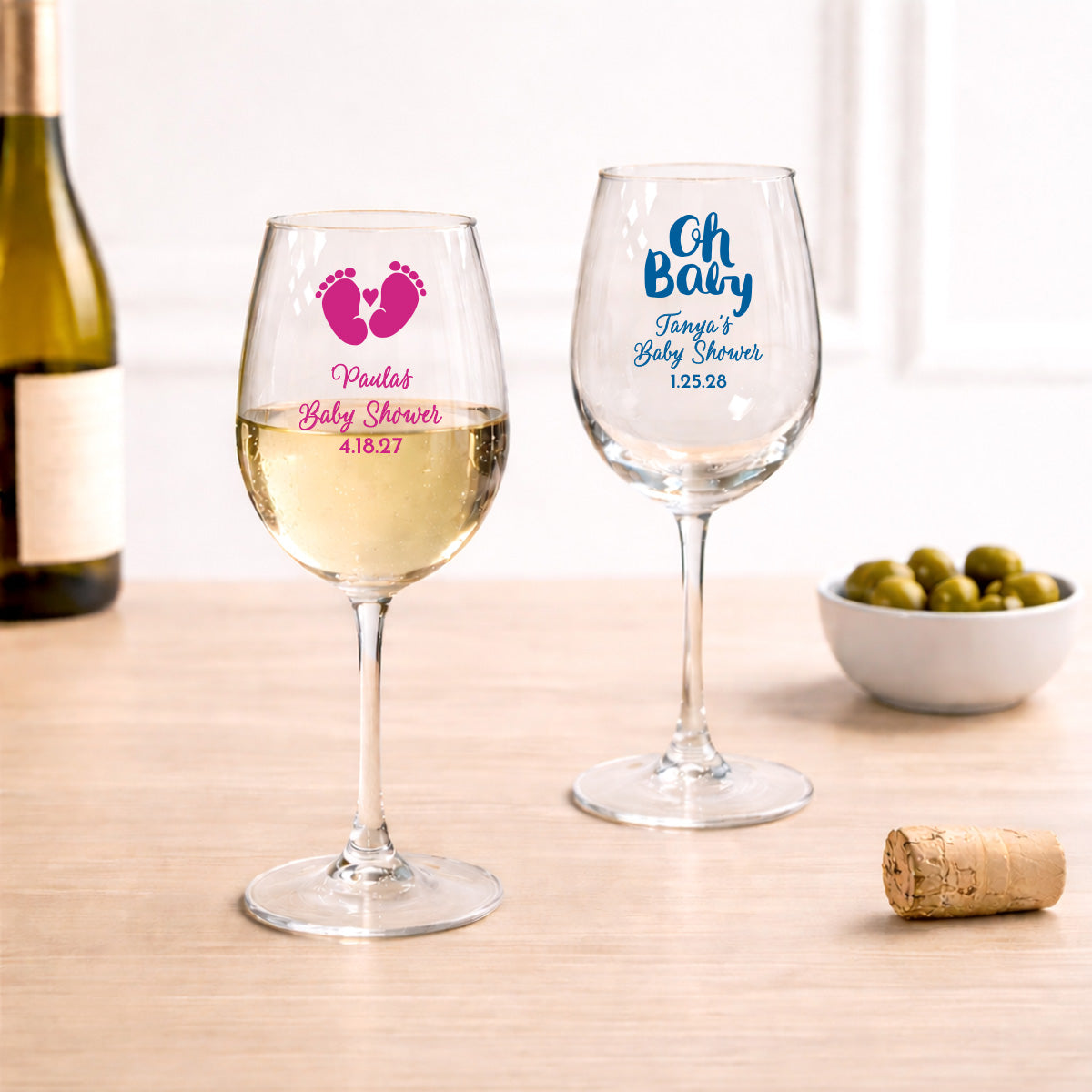 Baby Shower Personalized Wine Glass with Stem (Set of 24)