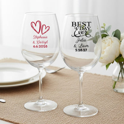 Wedding Personalized Wine Glass with Stem (Set of 24)